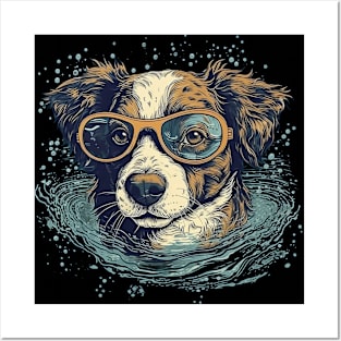 Swimming dog Posters and Art